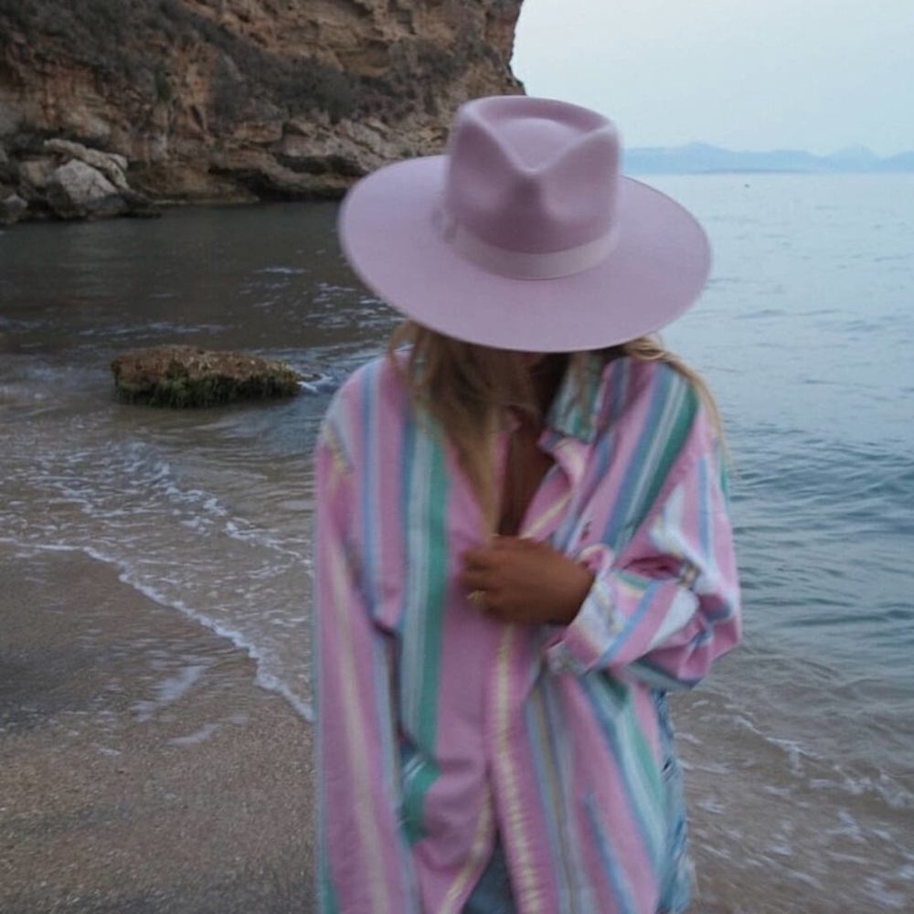 Lack Of Color Pastel Pink Wide-Brim Fedora